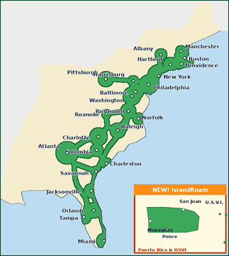 Pinecrest digital coverage map, eastern United States